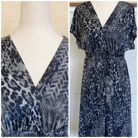 Bisou Bisou Open Back Mixed Animal Print Midi‎ Dress sz 8 - Picture 4 of 9